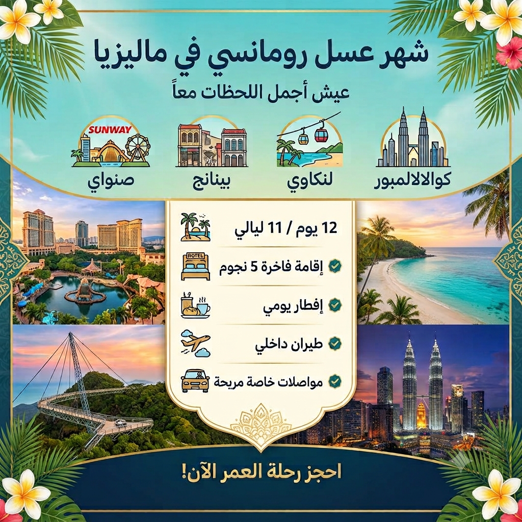 شهر عسل 12 يوم - 11 ليلة في ماليزيا